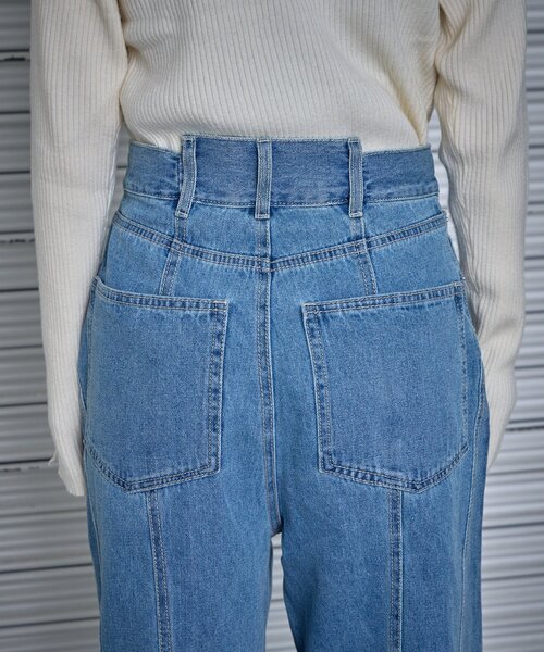 goocy(グーシー)の「【低身長でも着られる】デニム切替えストレートパンツ(デニムパンツ・レディース・ブルー/インディゴブルー・27cm/26cm)」の17枚目の写真