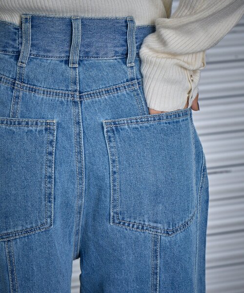 goocy(グーシー)の「【低身長でも着られる】デニム切替えストレートパンツ(デニムパンツ・レディース・ブルー/インディゴブルー・27cm/26cm)」の18枚目の写真