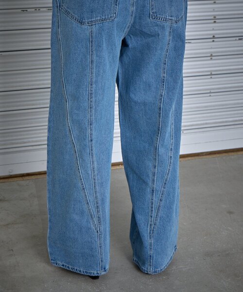 goocy(グーシー)の「【低身長でも着られる】デニム切替えストレートパンツ(デニムパンツ・レディース・ブルー/インディゴブルー・27cm/26cm)」の19枚目の写真