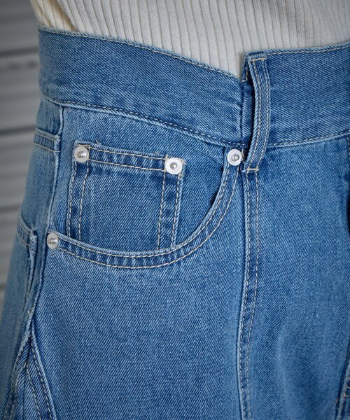 goocy(グーシー)の「【低身長でも着られる】デニム切替えストレートパンツ(デニムパンツ・レディース・ブルー/インディゴブルー・27cm/26cm)」の22枚目の写真