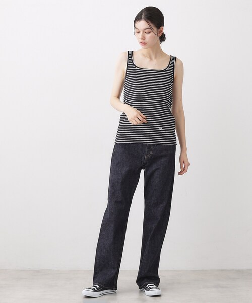 Dessin(デッサン)の「【洗える】スクエアネックリブタンクトップ(タンクトップ・レディース・ブラック系2/ブラック/ホワイト・01/03/02)」の14枚目の写真