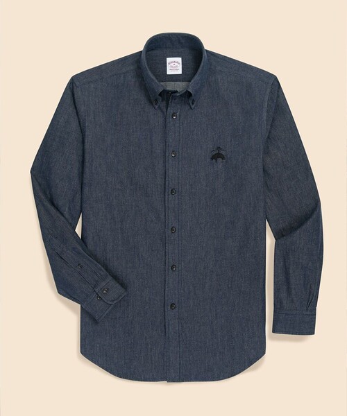 BROOKS BROTHERS(ブルックスブラザーズ)の「◆オンラインストア限定◆ ビッグGFロゴ デニムシャツ Traditional Fit(シャツ/ブラウス・メンズ・ブルー/ブラック・SMALL/LARGE/X-LARGE/MEDIUM)」の8枚目の写真