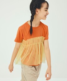 green label relaxing | 【スタメンシリーズ】チュールドッキング Tシャツ / キッズ  100cm-160cm UVカット 接触冷感  吸水速乾(Tシャツ/カットソー)