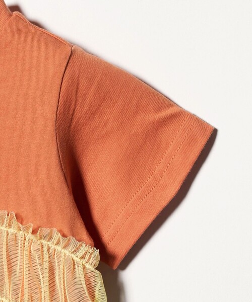 green label relaxing（グリーンレーベルリラクシング）の「【スタメンシリーズ】チュールドッキング Tシャツ / キッズ  100cm-160cm UVカット 接触冷感  吸水速乾（Tシャツ/カットソー・キッズ・オフホワイト/ライトブルー/オレンジ・140cm/120cm/100cm/110cm/160cm/150cm/130cm）」の4枚目の写真