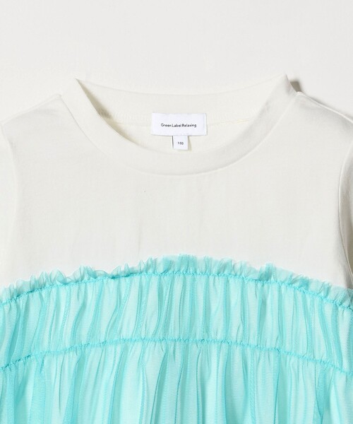 green label relaxing（グリーンレーベルリラクシング）の「【スタメンシリーズ】チュールドッキング Tシャツ / キッズ  100cm-160cm UVカット 接触冷感  吸水速乾（Tシャツ/カットソー・キッズ・オフホワイト/ライトブルー/オレンジ・140cm/120cm/100cm/110cm/160cm/150cm/130cm）」の8枚目の写真