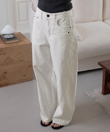 UNE MANSION | 【2026SS新作アイテム】【低身長 / 高身長用 サイズ＆丈が選べるデニム】【 4color ／ ３size／ 2lengths 】【ユニセックス着用可能】ウェーブバルーンユニークサイドポケットチノパンツデニム(その他パンツ)