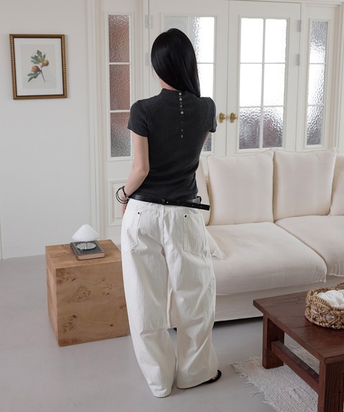 UNE MANSION(ユヌマンション)の「【低身長 / 高身長用 サイズ&丈が選べるデニム】【 4color / 3size/ 2lengths 】【ユニセックス着用可能】ウェーブバルーンユニークサイドポケットチノパンツデニム(その他パンツ・レディース・カーキ/ブラック/アイボリー/ベージュ・S-Short/S-Long/M-Short/M-Long/L-Short/L-Long)」の21枚目の写真
