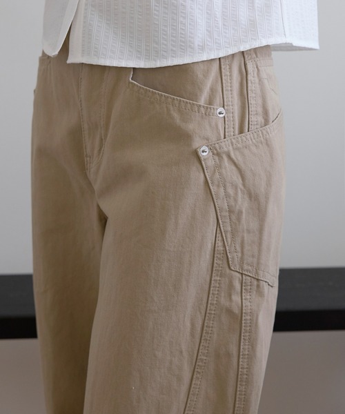 UNE MANSION(ユヌマンション)の「【低身長 / 高身長用 サイズ&丈が選べるデニム】【 4color / 3size/ 2lengths 】【ユニセックス着用可能】ウェーブバルーンユニークサイドポケットチノパンツデニム(その他パンツ・レディース・カーキ/ブラック/アイボリー/ベージュ・S-Short/S-Long/M-Short/M-Long/L-Short/L-Long)」の6枚目の写真