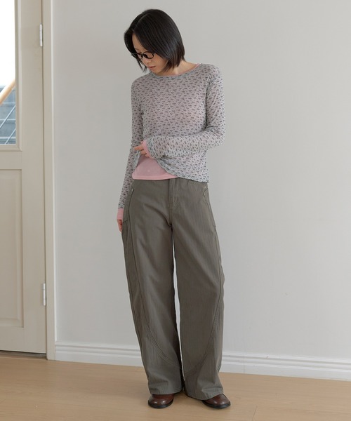 UNE MANSION(ユヌマンション)の「【低身長 / 高身長用 サイズ&丈が選べるデニム】【 4color / 3size/ 2lengths 】【ユニセックス着用可能】ウェーブバルーンユニークサイドポケットチノパンツデニム(その他パンツ・レディース・カーキ/ブラック/アイボリー/ベージュ・S-Short/S-Long/M-Short/M-Long/L-Short/L-Long)」の7枚目の写真