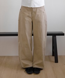 UNE MANSION（ユヌマンション）の「【低身長 / 高身長用 サイズ＆丈が選べるデニム】【 4color ／ ３size／ 2lengths 】【ユニセックス着用可能】ウェーブバルーンユニークサイドポケットチノパンツデニム（その他パンツ）」