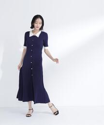 NATURAL BEAUTY BASIC | レース襟ニットワンピース(ワンピース)
