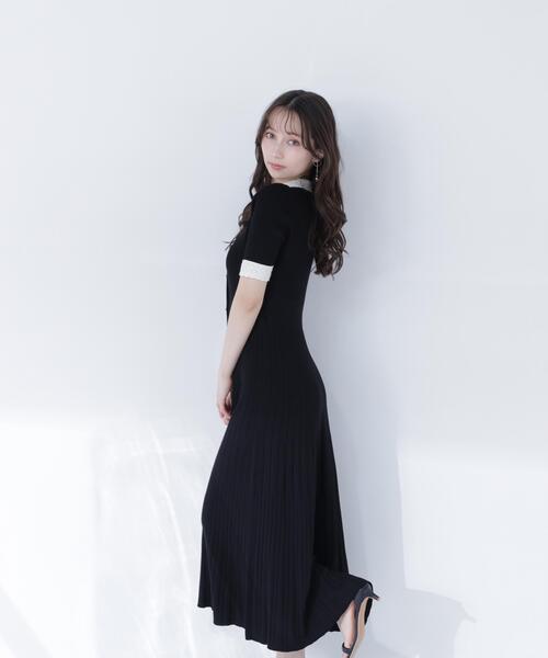 レース襟ニットワンピース（ワンピース）｜NATURAL BEAUTY BASIC