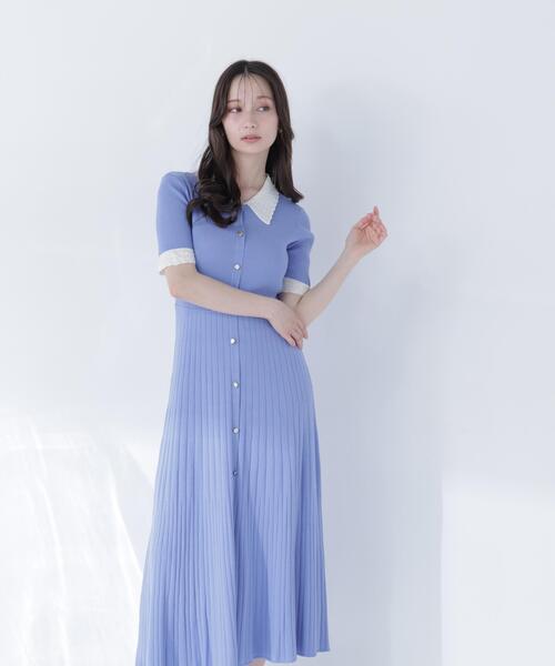 NATURAL BEAUTY BASIC(ナチュラルビューティーベーシック)の「レース襟ニットワンピース(ワンピース・レディース・ネイビー/ブルー/ブラック・P/S/MEDIUM)」の6枚目の写真