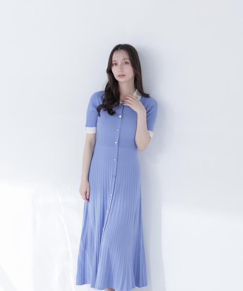 NATURAL BEAUTY BASIC(ナチュラルビューティーベーシック)の「レース襟ニットワンピース(ワンピース・レディース・ネイビー/ブルー/ブラック・P/S/MEDIUM)」の8枚目の写真