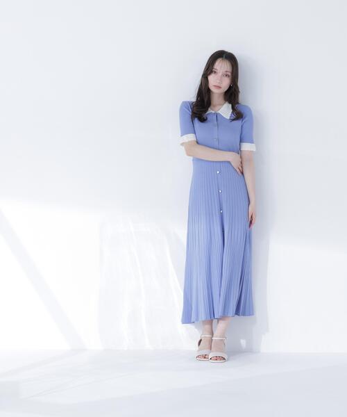 NATURAL BEAUTY BASIC(ナチュラルビューティーベーシック)の「レース襟ニットワンピース(ワンピース・レディース・ネイビー/ブルー/ブラック・P/S/MEDIUM)」の9枚目の写真