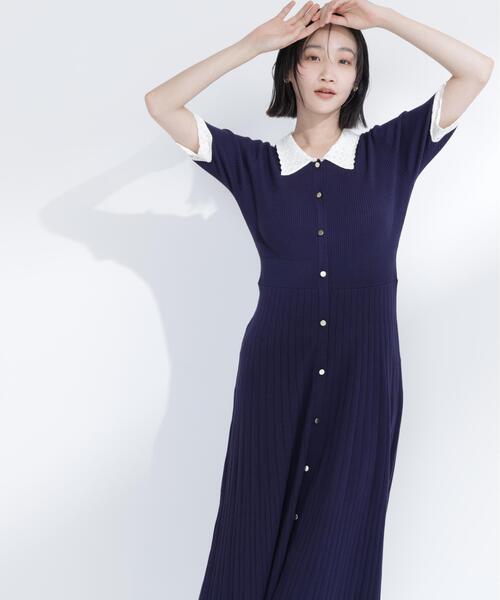 NATURAL BEAUTY BASIC(ナチュラルビューティーベーシック)の「レース襟ニットワンピース(ワンピース・レディース・ネイビー/ブルー/ブラック・P/S/MEDIUM)」の19枚目の写真