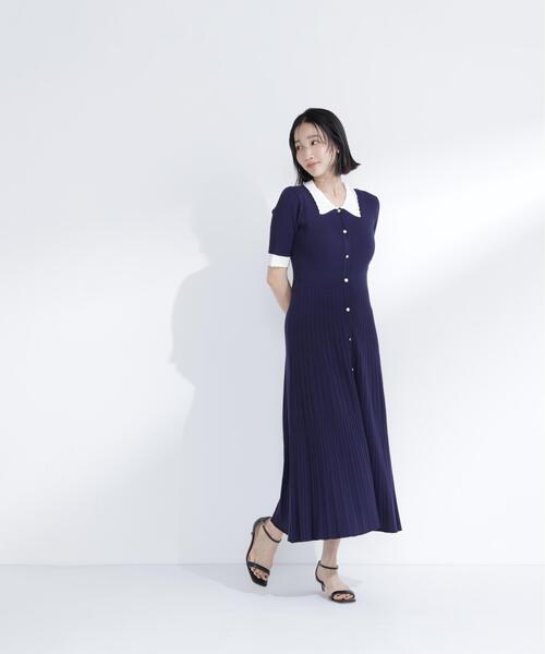 NATURAL BEAUTY BASIC(ナチュラルビューティーベーシック)の「レース襟ニットワンピース(ワンピース・レディース・ネイビー/ブルー/ブラック・P/S/MEDIUM)」の20枚目の写真