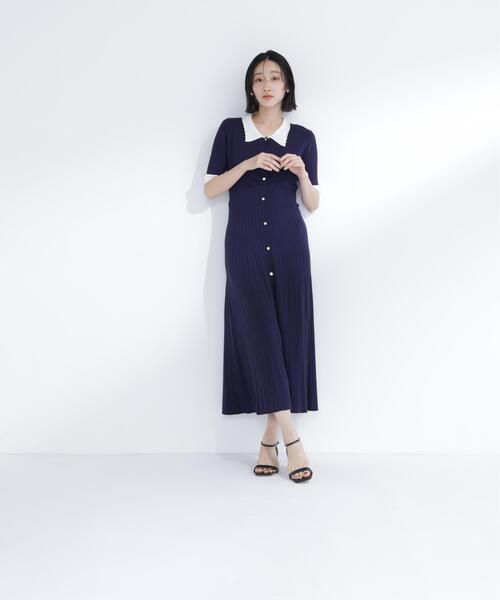 NATURAL BEAUTY BASIC(ナチュラルビューティーベーシック)の「レース襟ニットワンピース(ワンピース・レディース・ネイビー/ブルー/ブラック・P/S/MEDIUM)」の22枚目の写真