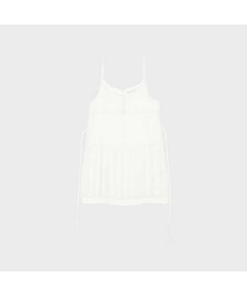 ALKI ALKA(アルキアルカ)の「Pleated Chiffon Mini Dress (Ivory)(ワンピース・レディース・ホワイト・MEDIUM/SMALL/FREE)」の1枚目の写真