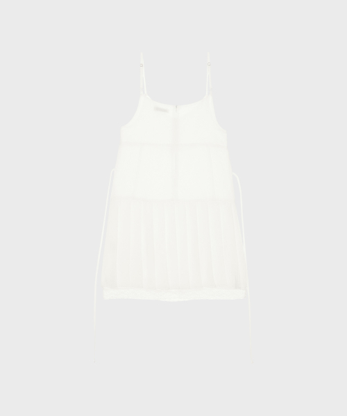 ALKI ALKA(アルキアルカ)の「Pleated Chiffon Mini Dress (Ivory)(ワンピース・レディース・ホワイト・MEDIUM/SMALL/FREE)」の6枚目の写真