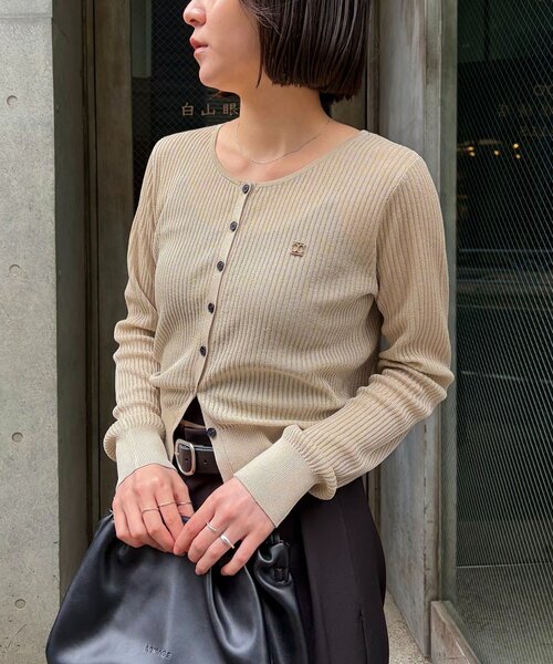 CAPRICIEUX LE'MAGE（カプリシューレマージュ）の「シアーリブカーディガン（カーディガン/ボレロ・レディース・イエロー/ベージュ/グレー/ブラック・FREE）」の9枚目の写真