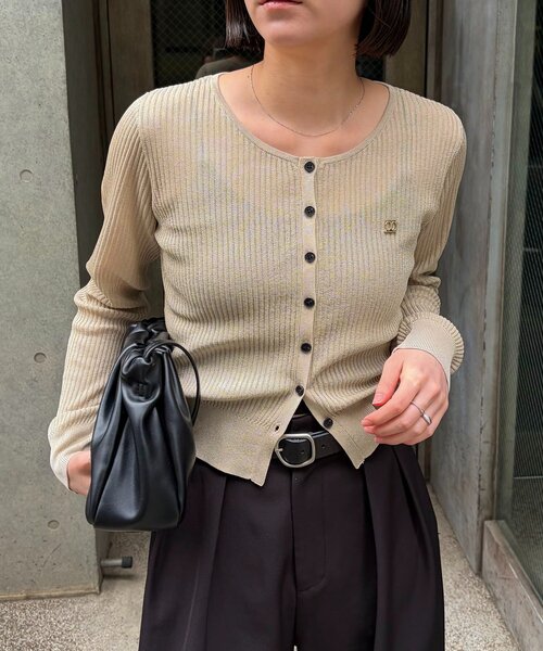 CAPRICIEUX LE'MAGE（カプリシューレマージュ）の「シアーリブカーディガン（カーディガン/ボレロ・レディース・イエロー/ベージュ/グレー/ブラック・FREE）」の10枚目の写真