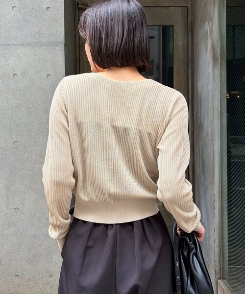 CAPRICIEUX LE'MAGE（カプリシューレマージュ）の「シアーリブカーディガン（カーディガン/ボレロ・レディース・イエロー/ベージュ/グレー/ブラック・FREE）」の13枚目の写真