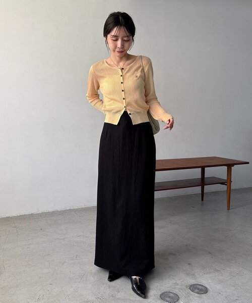 CAPRICIEUX LE'MAGE（カプリシューレマージュ）の「シアーリブカーディガン（カーディガン/ボレロ・レディース・イエロー/ベージュ/グレー/ブラック・FREE）」の15枚目の写真