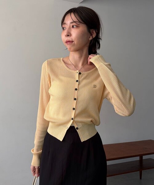 CAPRICIEUX LE'MAGE（カプリシューレマージュ）の「シアーリブカーディガン（カーディガン/ボレロ・レディース・イエロー/ベージュ/グレー/ブラック・FREE）」の17枚目の写真