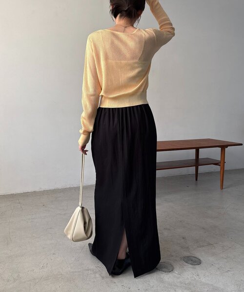 CAPRICIEUX LE'MAGE（カプリシューレマージュ）の「シアーリブカーディガン（カーディガン/ボレロ・レディース・イエロー/ベージュ/グレー/ブラック・FREE）」の20枚目の写真