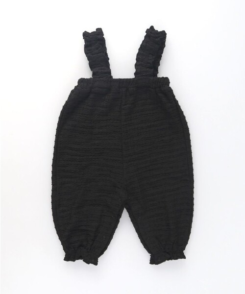 BRANSHES(ブランシェス)の「【おそろい】カットジャガードサロペット風カバーオール(ロンパース・キッズ・アイボリー/ブラック・80/70)」の1枚目の写真