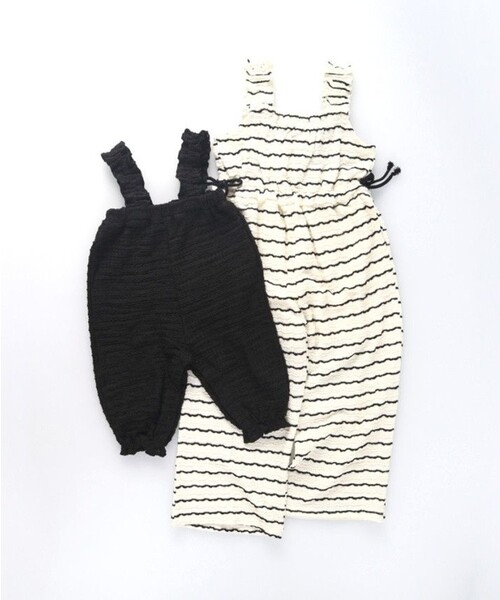 BRANSHES(ブランシェス)の「【おそろい】カットジャガードサロペット風カバーオール(ロンパース・キッズ・アイボリー/ブラック・80/70)」の10枚目の写真