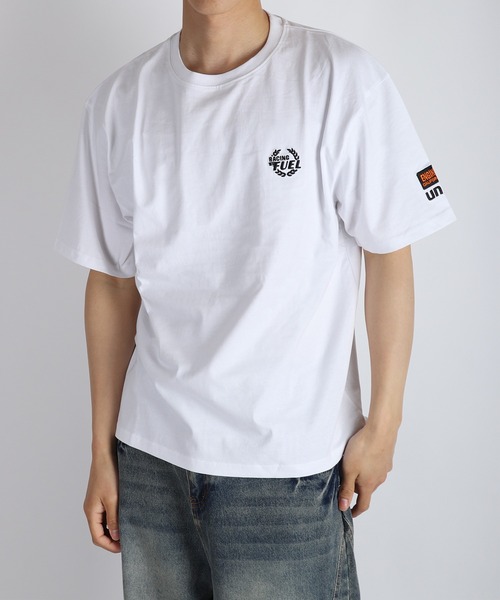 76(セブンティシックス)の「76 ワンポイント刺繍 半袖Tシャツ バック無地 シンプルロゴTEE ルーズサイズ(Tシャツ/カットソー・メンズ・ホワイト/ブラック・M/L/LL)」の1枚目の写真