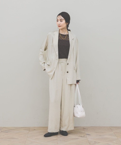 GLOBAL WORK（グローバルワーク）の「フレンチリネンジャケット/612370（テーラードジャケット・レディース・ダークブラウン/スミクロ/ナチュラル/グレー系その他・SMALL/MEDIUM/LARGE）」の5枚目の写真