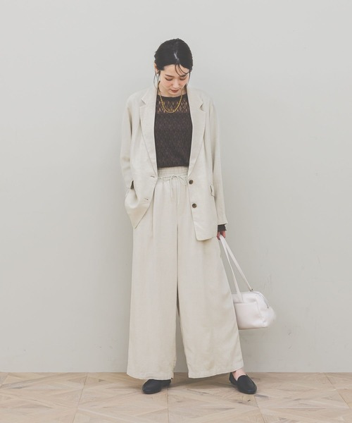 GLOBAL WORK（グローバルワーク）の「フレンチリネンジャケット/612370（テーラードジャケット・レディース・ダークブラウン/スミクロ/ナチュラル/グレー系その他・SMALL/MEDIUM/LARGE）」の7枚目の写真