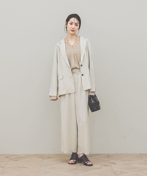 GLOBAL WORK（グローバルワーク）の「フレンチリネンジャケット/612370（テーラードジャケット・レディース・ダークブラウン/スミクロ/ナチュラル/グレー系その他・SMALL/MEDIUM/LARGE）」の10枚目の写真