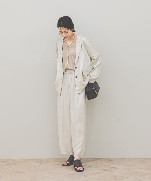 GLOBAL WORK（グローバルワーク）の「フレンチリネンジャケット/612370（テーラードジャケット・レディース・ダークブラウン/スミクロ/ナチュラル/グレー系その他・SMALL/MEDIUM/LARGE）」の12枚目の写真