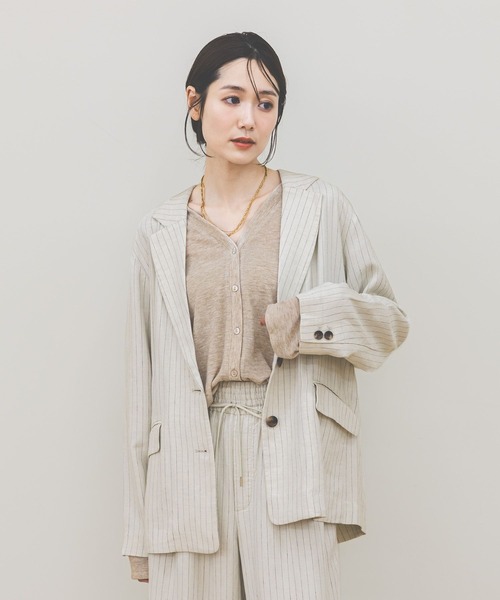 GLOBAL WORK（グローバルワーク）の「フレンチリネンジャケット/612370（テーラードジャケット・レディース・ダークブラウン/スミクロ/ナチュラル/グレー系その他・SMALL/MEDIUM/LARGE）」の14枚目の写真