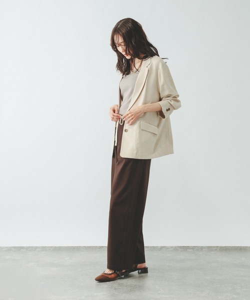 GLOBAL WORK（グローバルワーク）の「フレンチリネンジャケット/612370（テーラードジャケット・レディース・ダークブラウン/スミクロ/ナチュラル/グレー系その他・SMALL/MEDIUM/LARGE）」の18枚目の写真