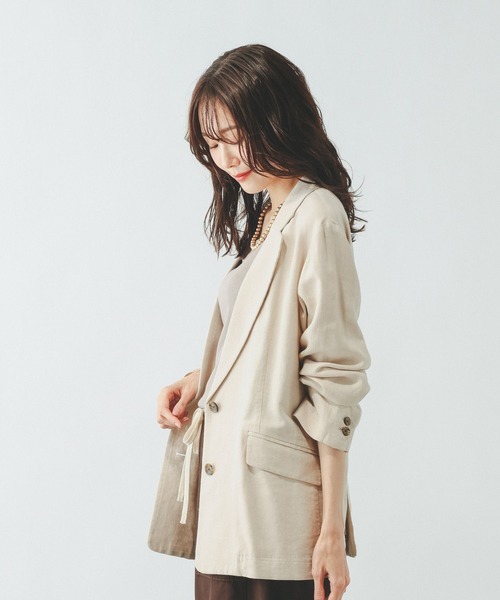 GLOBAL WORK（グローバルワーク）の「フレンチリネンジャケット/612370（テーラードジャケット・レディース・ダークブラウン/スミクロ/ナチュラル/グレー系その他・SMALL/MEDIUM/LARGE）」の21枚目の写真