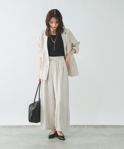 GLOBAL WORK（グローバルワーク）の「フレンチリネンジャケット/612370（テーラードジャケット・レディース・ダークブラウン/スミクロ/ナチュラル/グレー系その他・SMALL/MEDIUM/LARGE）」の22枚目の写真