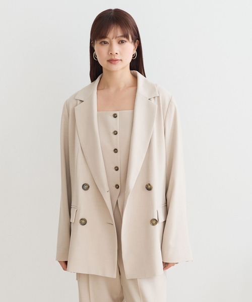 Andemiu（アンデミュウ）の「アサチョウジャケット656239（テーラードジャケット・レディース・ベージュ/グレー・FREE）」の4枚目の写真