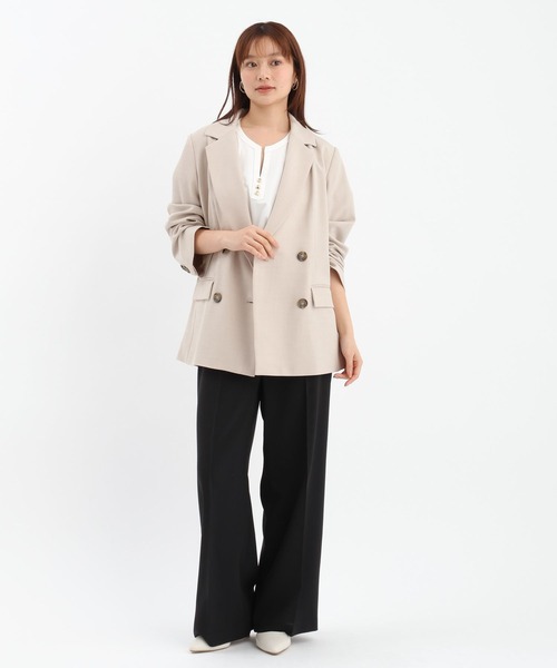 Andemiu（アンデミュウ）の「アサチョウジャケット656239（テーラードジャケット・レディース・ベージュ/グレー・FREE）」の6枚目の写真