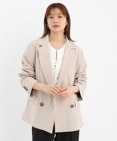Andemiu（アンデミュウ）の「アサチョウジャケット656239（テーラードジャケット・レディース・ベージュ/グレー・FREE）」の8枚目の写真
