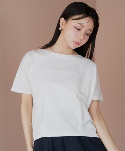 Petitjo(プッチージョ)の「小さいサイズ 【汗染み防止】裾タックプルオーバー 低身長さん・小柄女性(Tシャツ/カットソー・レディース・ブラック/グレイッシュベージュ/オフホワイト・PM/PS)」の4枚目の写真