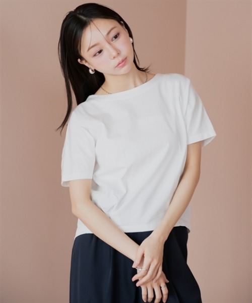 Petitjo(プッチージョ)の「小さいサイズ 【汗染み防止】裾タックプルオーバー 低身長さん・小柄女性(Tシャツ/カットソー・レディース・ブラック/グレイッシュベージュ/オフホワイト・PM/PS)」の5枚目の写真