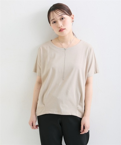 Petitjo(プッチージョ)の「小さいサイズ 【汗染み防止】裾タックプルオーバー 低身長さん・小柄女性(Tシャツ/カットソー・レディース・ブラック/グレイッシュベージュ/オフホワイト・PM/PS)」の16枚目の写真