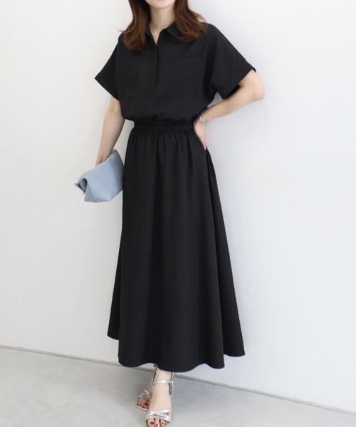 Pierrot(ピエロ)の「スキッパーフレアワンピース(ワンピース・レディース・ネイビー/ブラック・PM/M/L)」の7枚目の写真