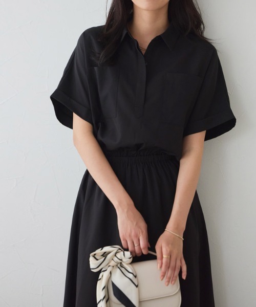 Pierrot(ピエロ)の「スキッパーフレアワンピース(ワンピース・レディース・ネイビー/ブラック・PM/M/L)」の10枚目の写真