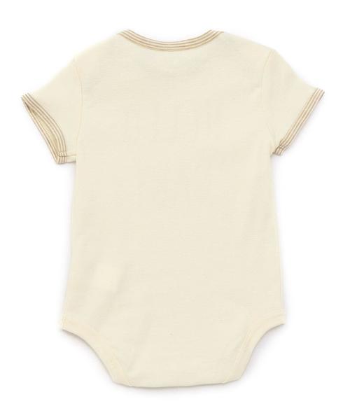 green label relaxing（グリーンレーベルリラクシング）の「オーガニックコットン フライスボディスーツ PPG◆（ロンパース・キッズ・ライトグレー/オフホワイト・55-65cm/85cm/75cm）」の3枚目の写真